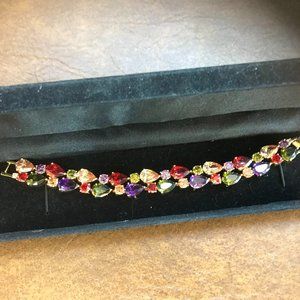 MULTI COLOR RHINESTONE BRACELET.  ESTATE FIND